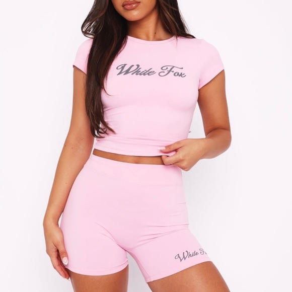 White Fox Season 7 Light Pink Baby Tee and Shorts Tulle Set Size M/L - Picture 2 of 12